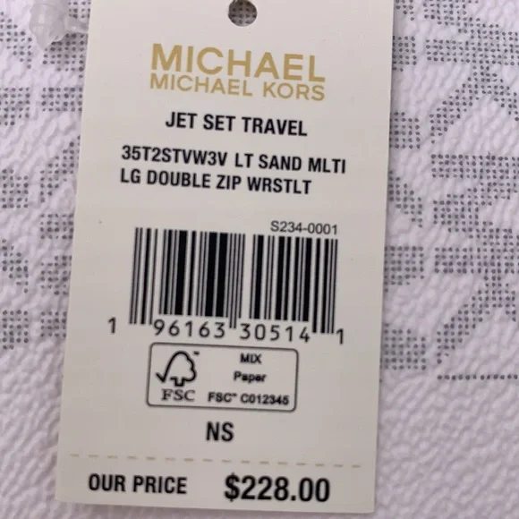 MICHAEL KORS LARGE DOUBLE ZIP WRISTLET LIGHT SAND MULTI COLOR - Picture 16 of 16